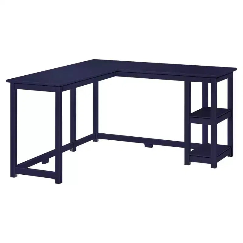 Bureau d'angle en bois massif Plank+Beam avec étagères de rangement pour bureau à domicile, jeux vidéo et ordinateur