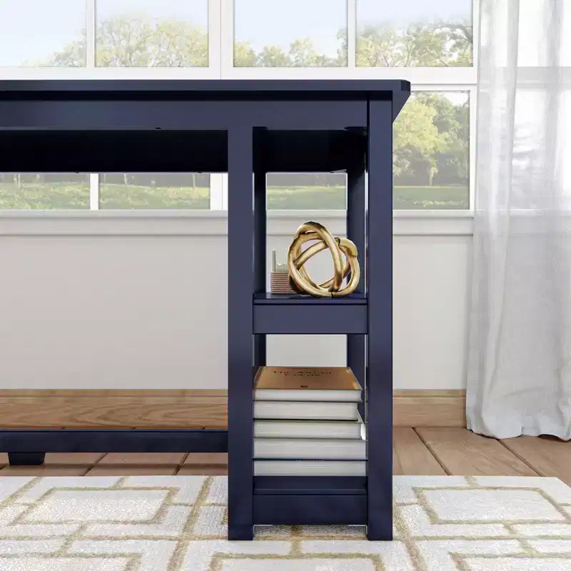 Bureau d'angle en bois massif Plank+Beam avec étagères de rangement pour bureau à domicile, jeux vidéo et ordinateur