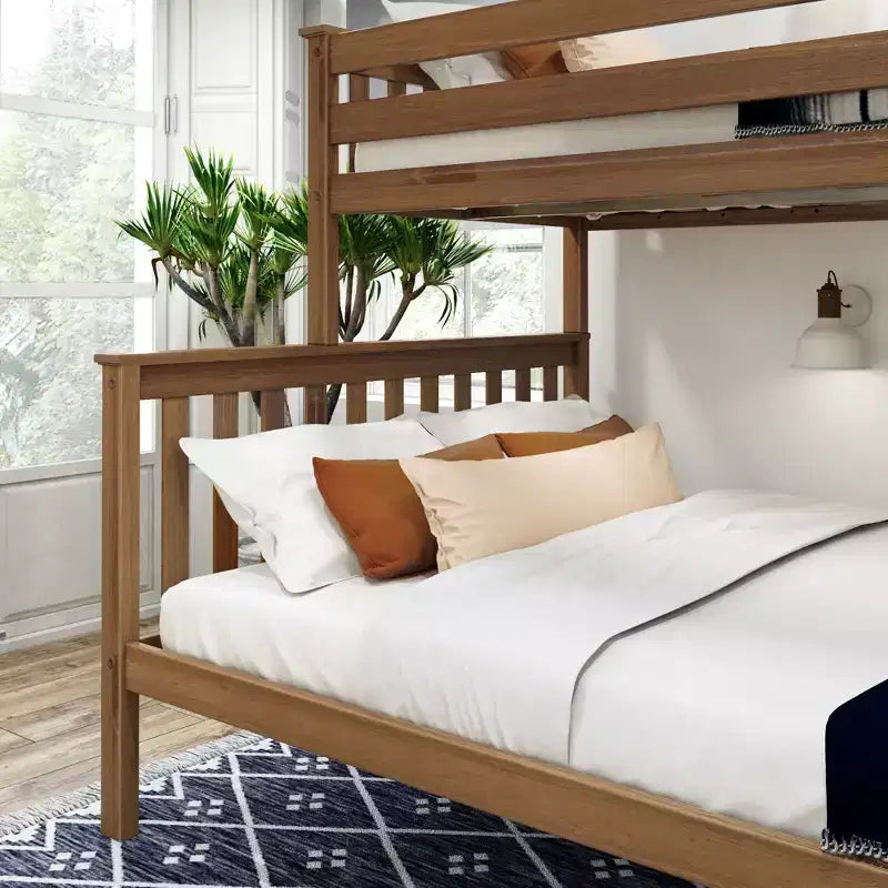 Lit superposé adulte en bois massif Plank+Beam Twin XL sur Queen
