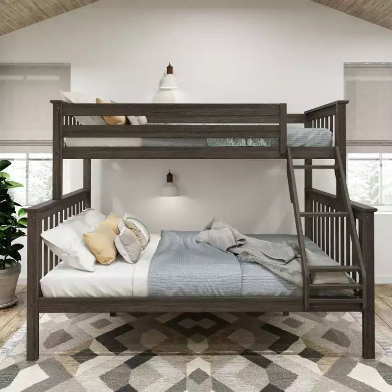Lit superposé adulte en bois massif Plank+Beam Twin XL sur Queen