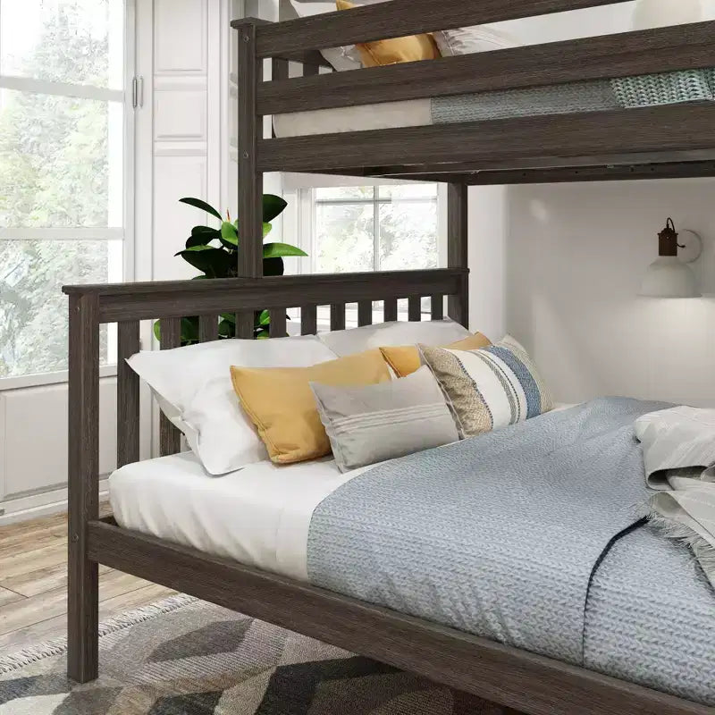 Lit superposé adulte en bois massif Plank+Beam Twin XL sur Queen