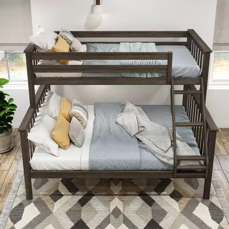 Lit superposé adulte en bois massif Plank+Beam Twin XL sur Queen
