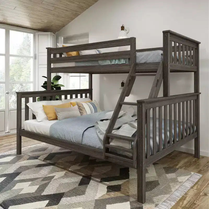 Lit superposé adulte en bois massif Plank+Beam Twin XL sur Queen