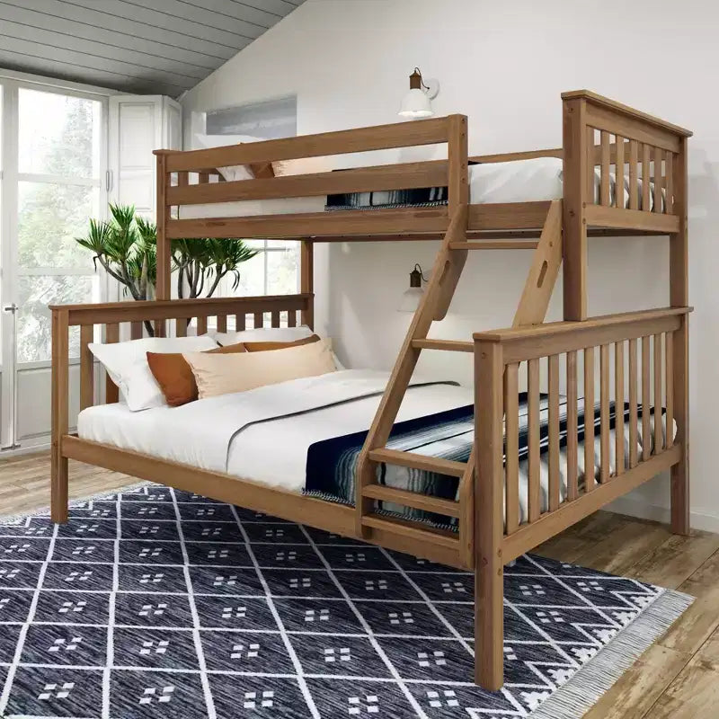 Lit superposé adulte en bois massif Plank+Beam Twin XL sur Queen