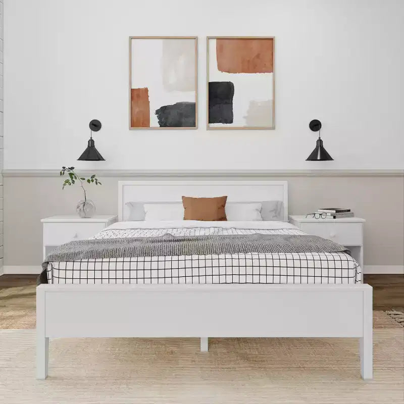 Lit plateforme queen en bois massif Plank+Beam avec tête de lit, moderne pour adultes