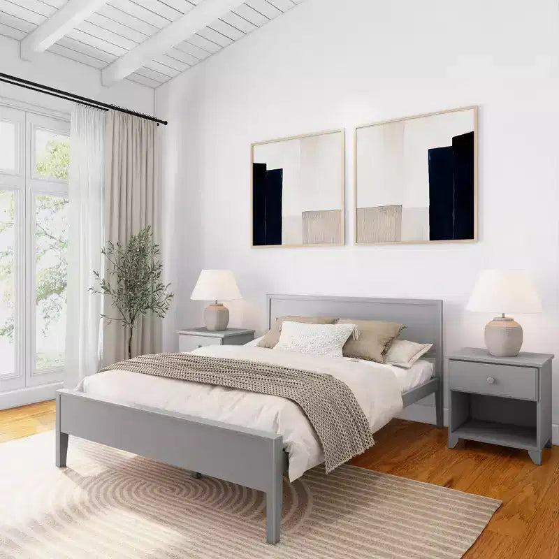 Lit plateforme queen en bois massif Plank+Beam avec tête de lit, moderne pour adultes