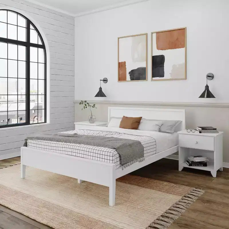 Plank+Beam Solid Wood Queen Bed Frame with Headboard, Modern Platform Bed for Adults