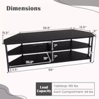 Meuble TV d'angle Costway pour téléviseurs jusqu'à 65 pouces, table console TV avec prises CA et ports USB A, marron rustique/noir/blanc