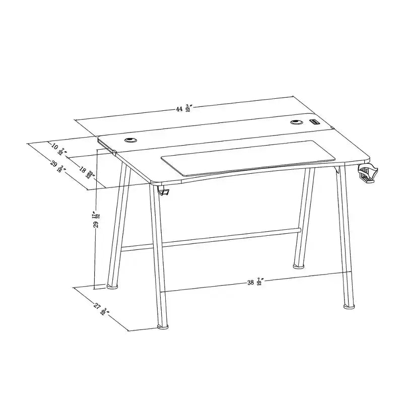 Bureau de jeu avec lumières LED et support de casque – Articles essentiels pour la chambre