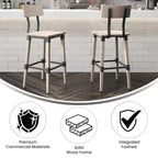 Tabourets de bar Merrick Lane avec supports en acier et repose-pieds – Lot de 2