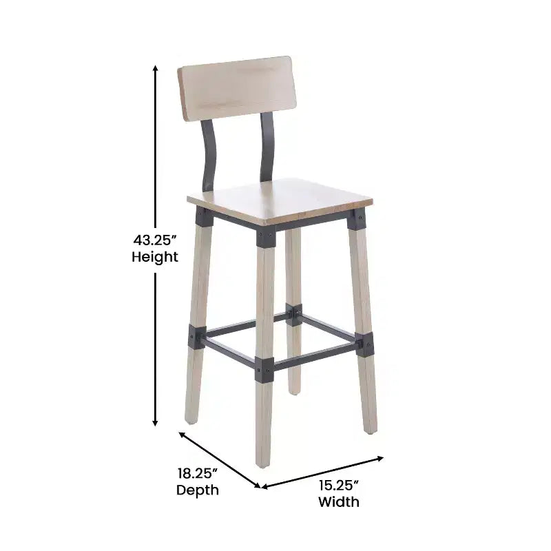 Tabourets de bar Merrick Lane avec supports en acier et repose-pieds – Lot de 2