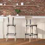 Tabourets de bar Merrick Lane avec supports en acier et repose-pieds – Lot de 2