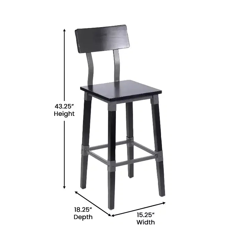 Tabourets de bar Merrick Lane avec supports en acier et repose-pieds – Lot de 2