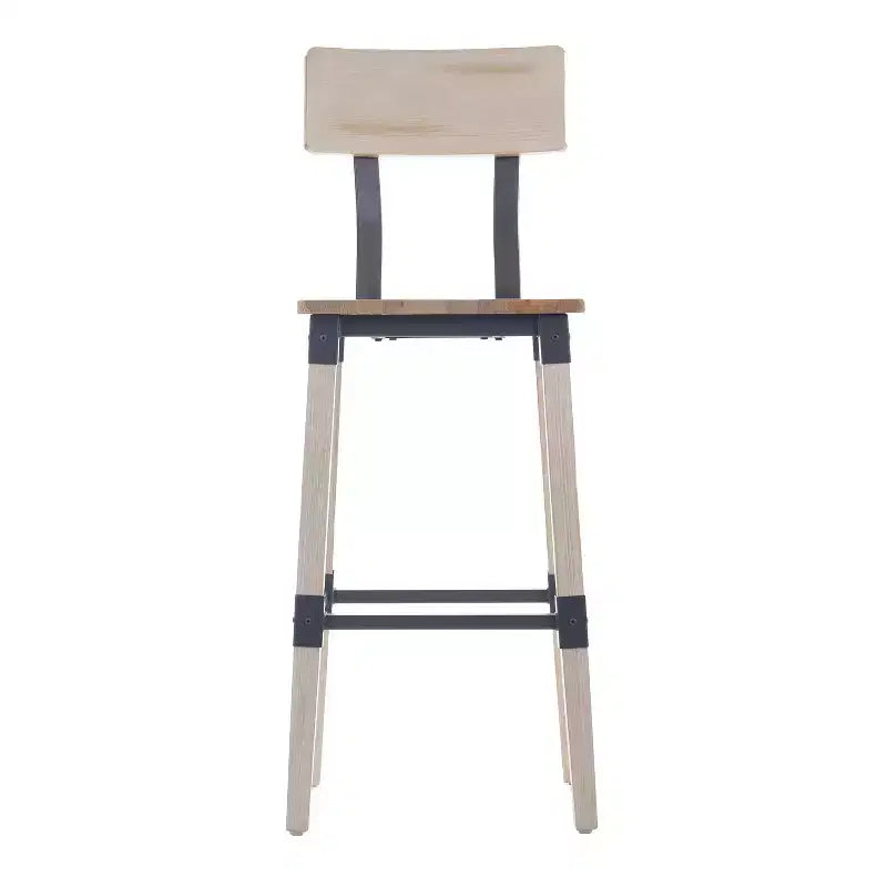 Tabourets de bar Merrick Lane avec supports en acier et repose-pieds – Lot de 2