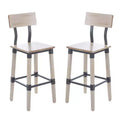 Merrick Lane Bar Height Dining Stools with Steel Supports and Footrest - Set Of 2