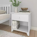 Plank+Beam Solid Wood Nightstand with 1 Drawer for Bedroom