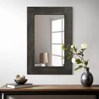 Dovelina Miroir mural décoratif suspendu à bord large en bois rectangulaire (lot de 2)