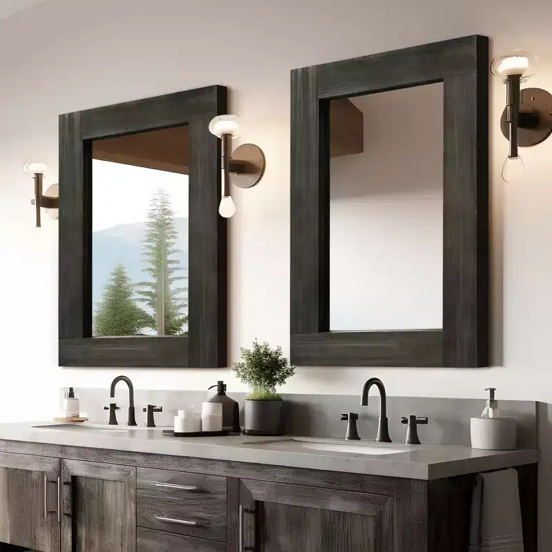 Dovelina Miroir mural décoratif suspendu à bord large en bois rectangulaire (lot de 2)
