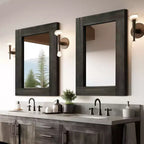 Dovelina Miroir mural décoratif suspendu à bord large en bois rectangulaire (lot de 2)