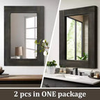 Dovelina Miroir mural décoratif suspendu à bord large en bois rectangulaire (lot de 2)