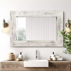 Dovelina Miroir mural décoratif suspendu à bord large en bois rectangulaire (lot de 2)