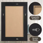 Dovelina Miroir mural décoratif suspendu à bord large en bois rectangulaire (lot de 2)