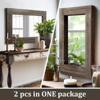 Dovelina Miroir mural décoratif suspendu à bord large en bois rectangulaire (lot de 2)