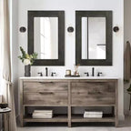 Dovelina Miroir mural décoratif suspendu à bord large en bois rectangulaire (lot de 2)