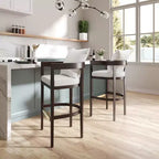 Lot de 3 tabourets de bar Ritz en bois de hêtre rembourrés - Manhattan Comfort