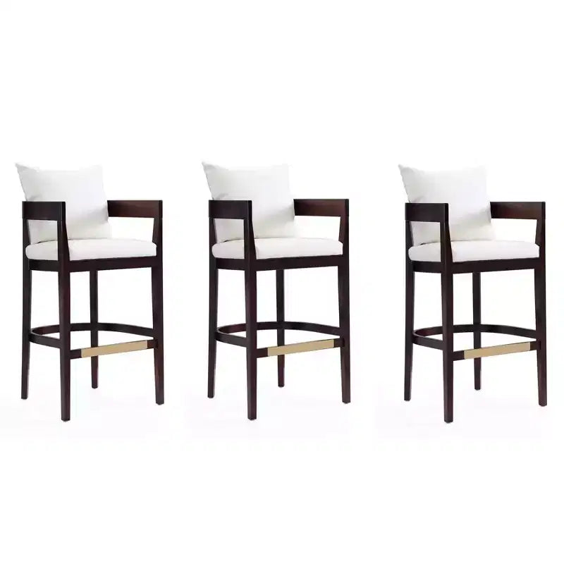 Lot de 3 tabourets de bar Ritz en bois de hêtre rembourrés - Manhattan Comfort