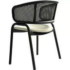 LeisureMod Ervilla Chaise de salle à manger moderne Rembourrée confortable Fauteuil d'appoint avec pieds en fer noir, pour cuisine, salle à manger, café, restaurant