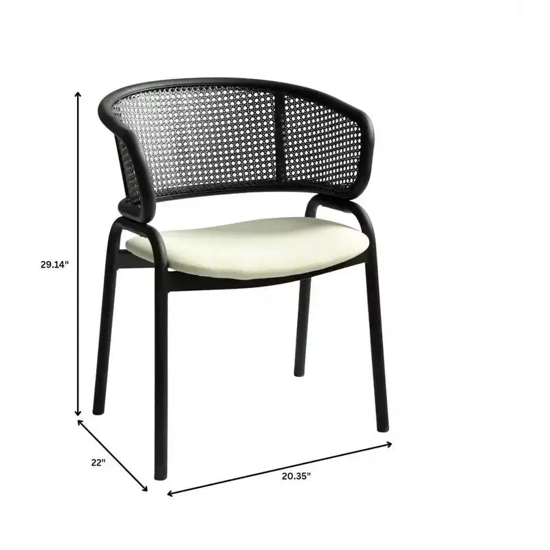 LeisureMod Ervilla Chaise de salle à manger moderne Rembourrée confortable Fauteuil d'appoint avec pieds en fer noir, pour cuisine, salle à manger, café, restaurant