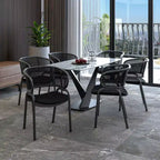LeisureMod Ervilla Chaise de salle à manger moderne Rembourrée confortable Fauteuil d'appoint avec pieds en fer noir, pour cuisine, salle à manger, café, restaurant