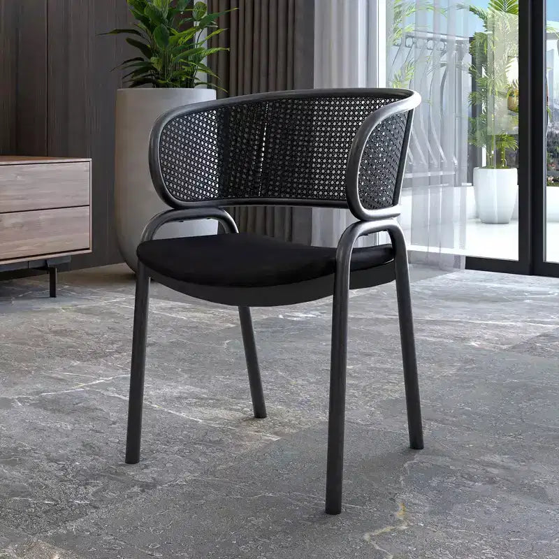 LeisureMod Ervilla Chaise de salle à manger moderne Rembourrée confortable Fauteuil d'appoint avec pieds en fer noir, pour cuisine, salle à manger, café, restaurant