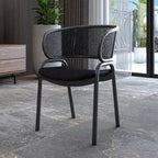 LeisureMod Ervilla Chaise de salle à manger moderne Rembourrée confortable Fauteuil d'appoint avec pieds en fer noir, pour cuisine, salle à manger, café, restaurant