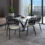 LeisureMod Ervilla Chaise de salle à manger moderne Rembourrée confortable Fauteuil d'appoint avec pieds en fer noir, pour cuisine, salle à manger, café, restaurant