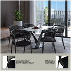 LeisureMod Ervilla Chaise de salle à manger moderne Rembourrée confortable Fauteuil d'appoint avec pieds en fer noir, pour cuisine, salle à manger, café, restaurant