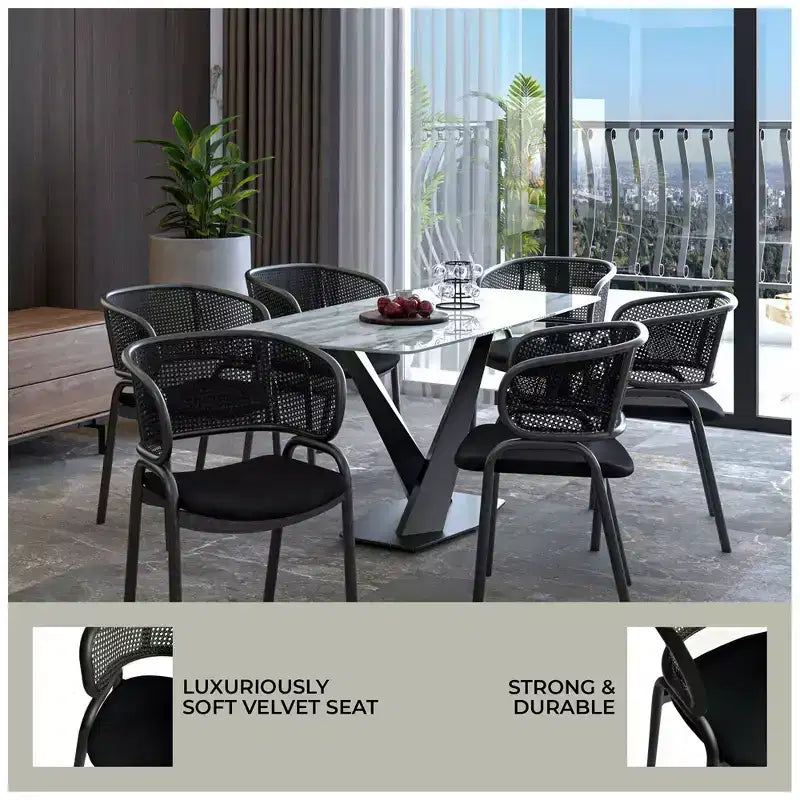 LeisureMod Ervilla Chaise de salle à manger moderne Rembourrée confortable Fauteuil d'appoint avec pieds en fer noir, pour cuisine, salle à manger, café, restaurant