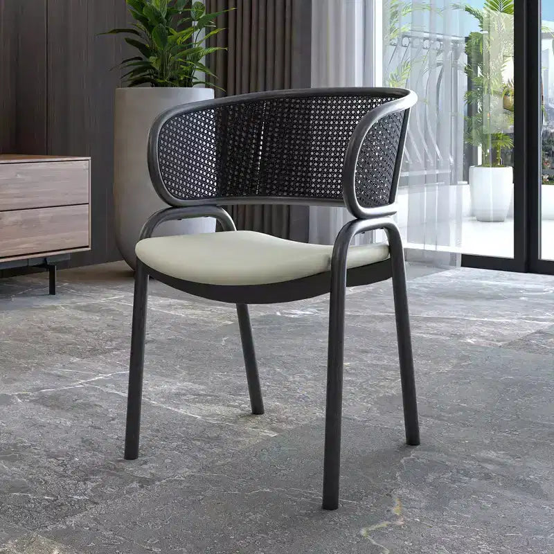LeisureMod Ervilla Chaise de salle à manger moderne Rembourrée confortable Fauteuil d'appoint avec pieds en fer noir, pour cuisine, salle à manger, café, restaurant
