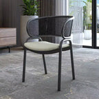 LeisureMod Ervilla Chaise de salle à manger moderne Rembourrée confortable Fauteuil d'appoint avec pieds en fer noir, pour cuisine, salle à manger, café, restaurant