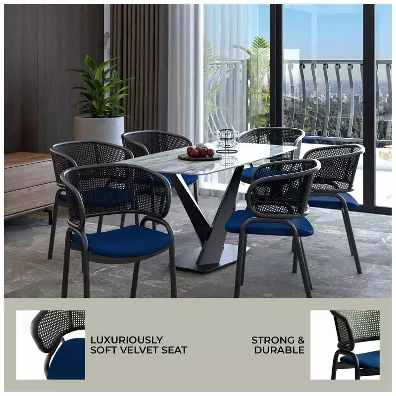 LeisureMod Ervilla Chaise de salle à manger moderne Rembourrée confortable Fauteuil d'appoint avec pieds en fer noir, pour cuisine, salle à manger, café, restaurant