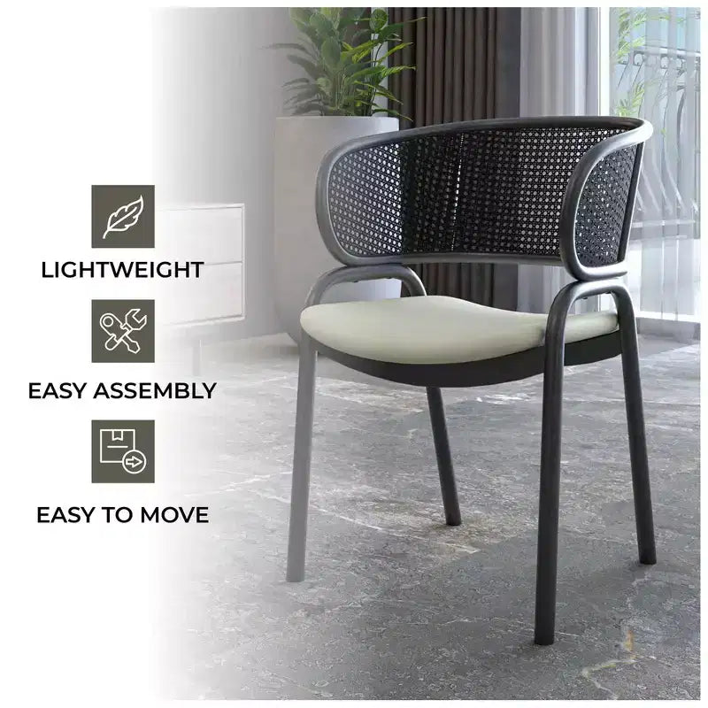 LeisureMod Ervilla Chaise de salle à manger moderne Rembourrée confortable Fauteuil d'appoint avec pieds en fer noir, pour cuisine, salle à manger, café, restaurant