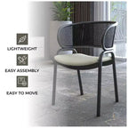 LeisureMod Ervilla Chaise de salle à manger moderne Rembourrée confortable Fauteuil d'appoint avec pieds en fer noir, pour cuisine, salle à manger, café, restaurant