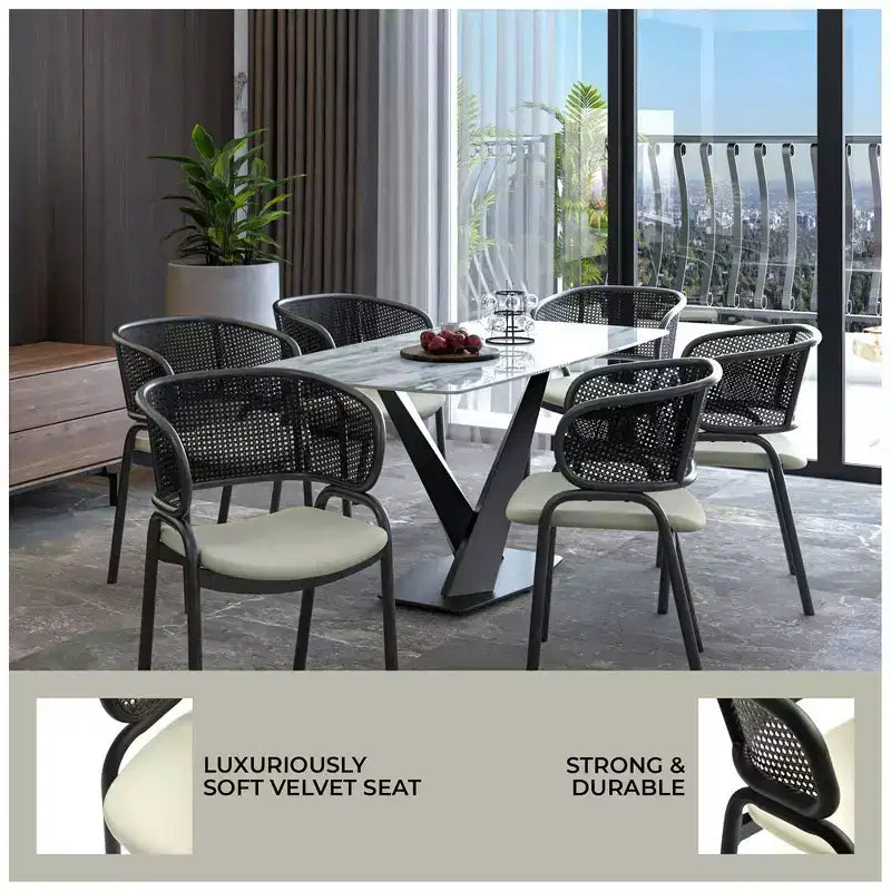 LeisureMod Ervilla Chaise de salle à manger moderne Rembourrée confortable Fauteuil d'appoint avec pieds en fer noir, pour cuisine, salle à manger, café, restaurant