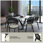 LeisureMod Ervilla Chaise de salle à manger moderne Rembourrée confortable Fauteuil d'appoint avec pieds en fer noir, pour cuisine, salle à manger, café, restaurant