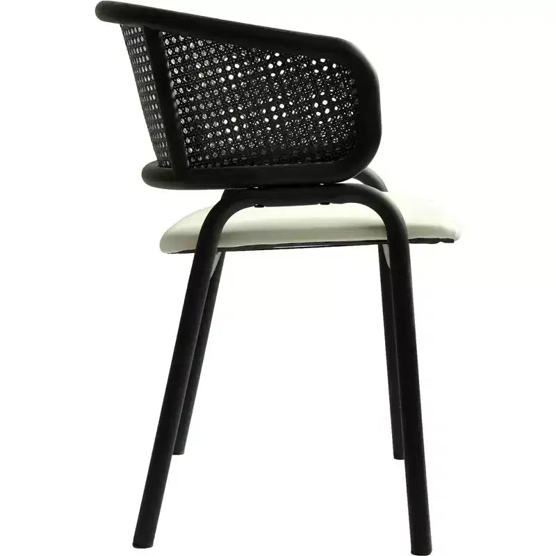 LeisureMod Ervilla Chaise de salle à manger moderne Rembourrée confortable Fauteuil d'appoint avec pieds en fer noir, pour cuisine, salle à manger, café, restaurant