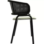 LeisureMod Ervilla Chaise de salle à manger moderne Rembourrée confortable Fauteuil d'appoint avec pieds en fer noir, pour cuisine, salle à manger, café, restaurant