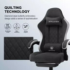 Chaise de jeu GTPLAYER, chaise de bureau en tissu avec accoudoirs liés, chaise d'ordinateur ergonomique