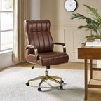 Siège de bureau pivotant et inclinable en cuir moderne Siivio avec capitonnage en canaux | HULALA??HOME
