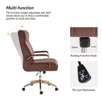 Siège de bureau pivotant et inclinable en cuir moderne Siivio avec capitonnage en canaux | HULALA??HOME